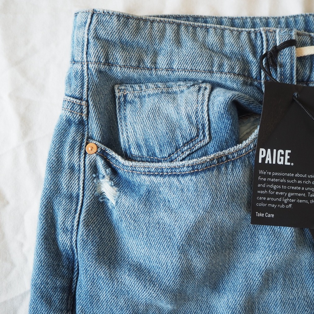 PAIGE Zoey 31" Tie Waist Wide Leg Jeans Women's 34 Vintage Style Soft Denim - Picture 10 of 16